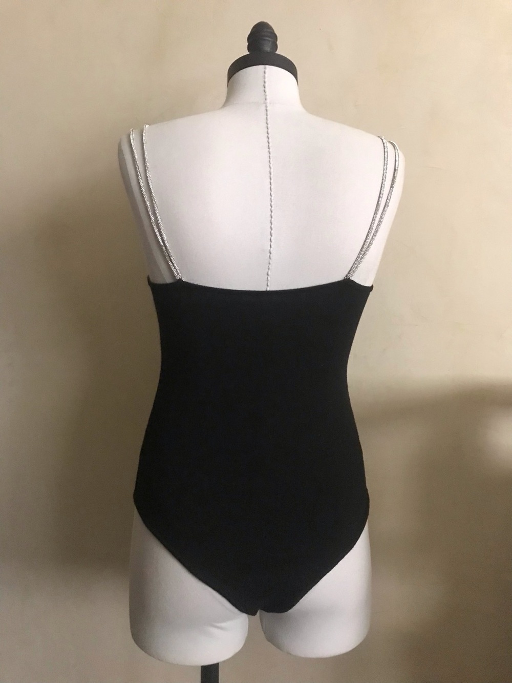 Forever 21 Black Knit Bodysuit with Silver Straps - Picture 4 of 7